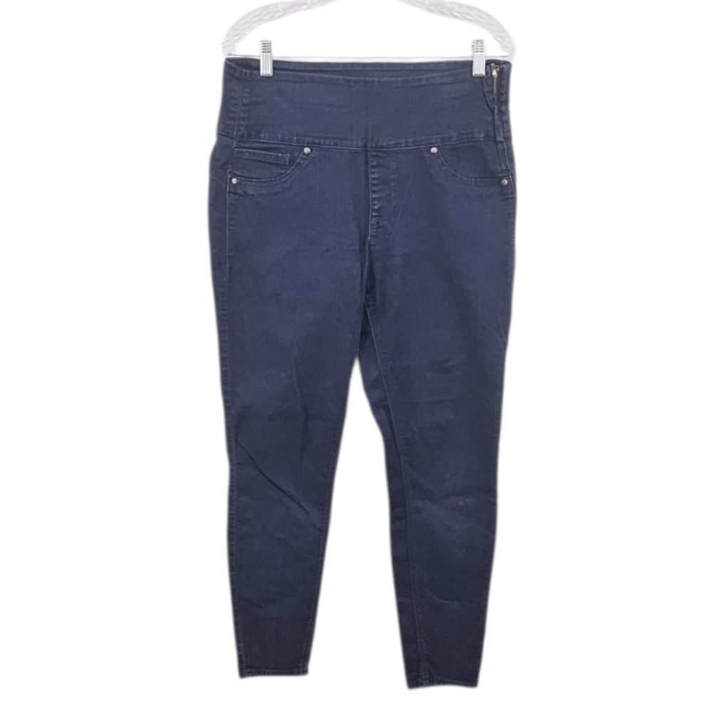 SPANX High Rise Pull On Straight Leg Ankle Jeans Size L Dark Wash Denim